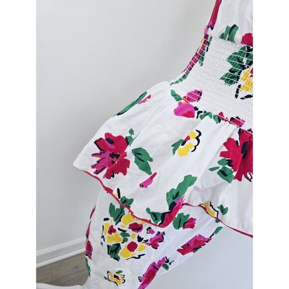 Choon California Cotton Vintage Floral Sleeveless Tiered White Pink Dress 6 XS S - Picture 7 of 14